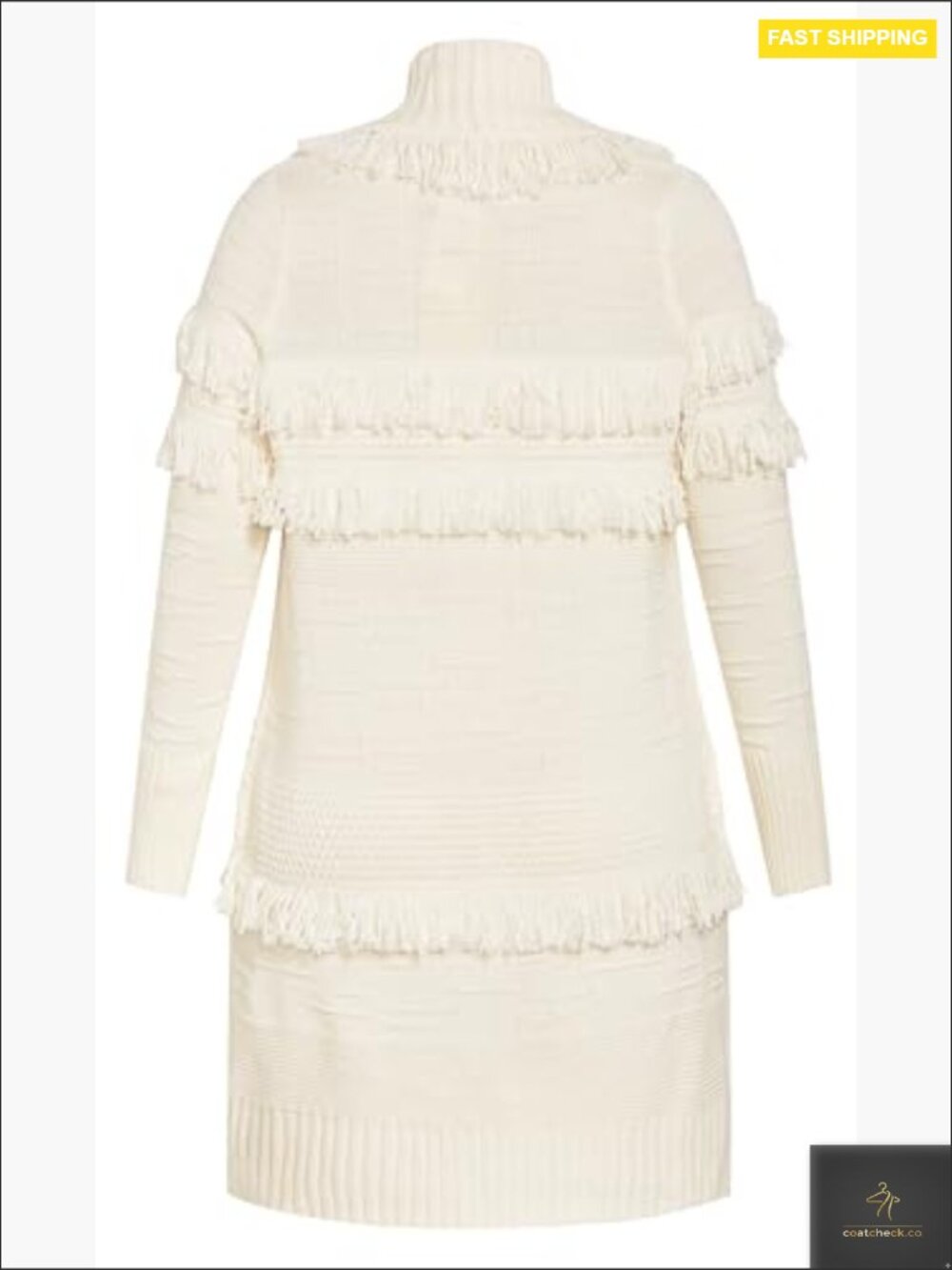 Open Front Cardigan Coatigan Fluffy Knit Relaxed Fit Long Sleeve Shrug Ivory - Picture 6 of 6